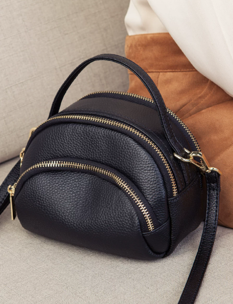 Women's Genuine Leather Small Bag (2026 New Style): Top-Grain Cowhide Multi-Compartment Handbag / Stylish Shoulder & Crossbody Bag